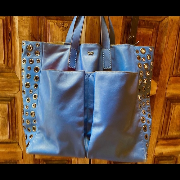 Anya Hindmarch Blue Leather Tote Sleeper bag Tags